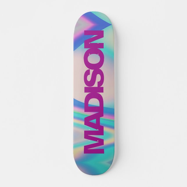 Personalised Skateboard Name Retro 90 Vaporwave (Front)
