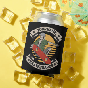 Personalised Skateboard Nose Grab Skeleton Skater  Can Cooler