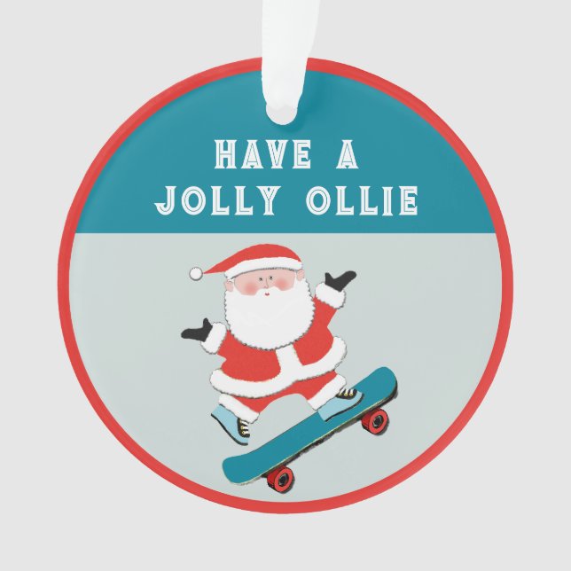Personalised Skateboarder Holiday Gift Ornament (Front)