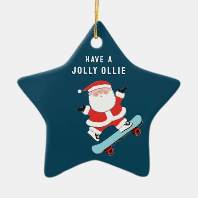 Personalised Skateboarding  Ceramic Tree Decoration (Front)