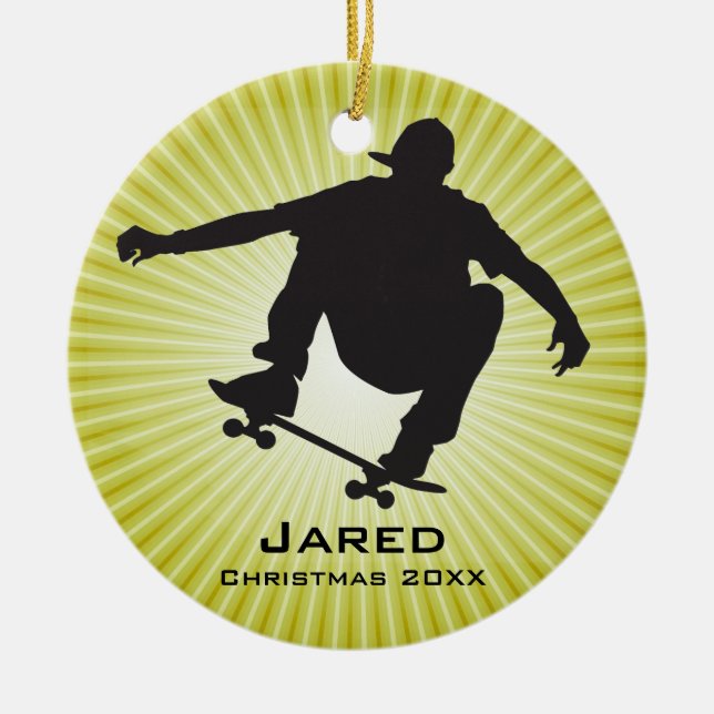 Personalised Skateboarding Ornament (Front)