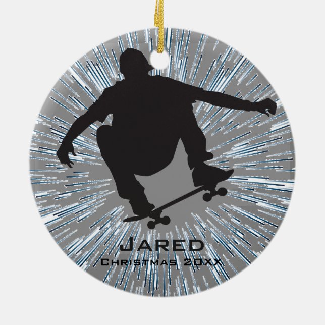 Personalised Skateboarding Ornament (Back)