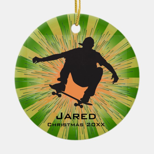 Personalised Skateboarding Ornament (Front)