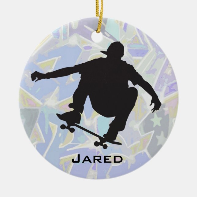 Personalised Skateboarding Ornament (Front)