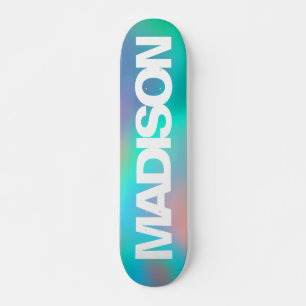 Personalised Skateboards Name Holographic Unicorn
