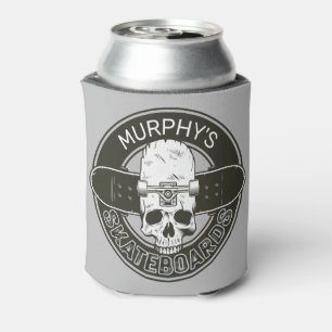 Personalised Skater NAME Skull Skateboarding Skate Can Cooler