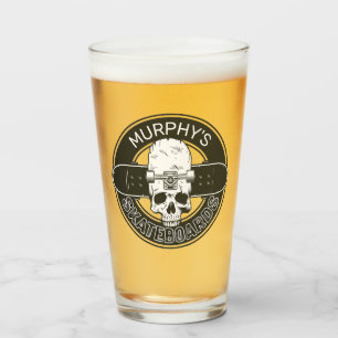 Personalised Skater NAME Skull Skateboarding Skate Glass