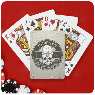 Personalised Skater NAME Skull Skateboarding Skate Playing Cards
