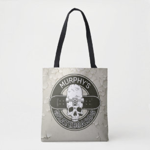 Personalised Skater NAME Skull Skateboarding Skate Tote Bag