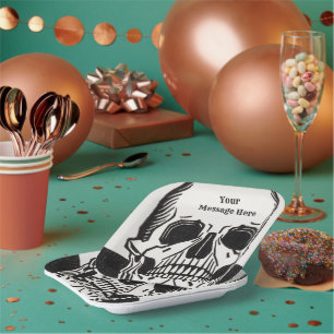 Personalised Skeleton Birthday Halloween Party Paper Plate