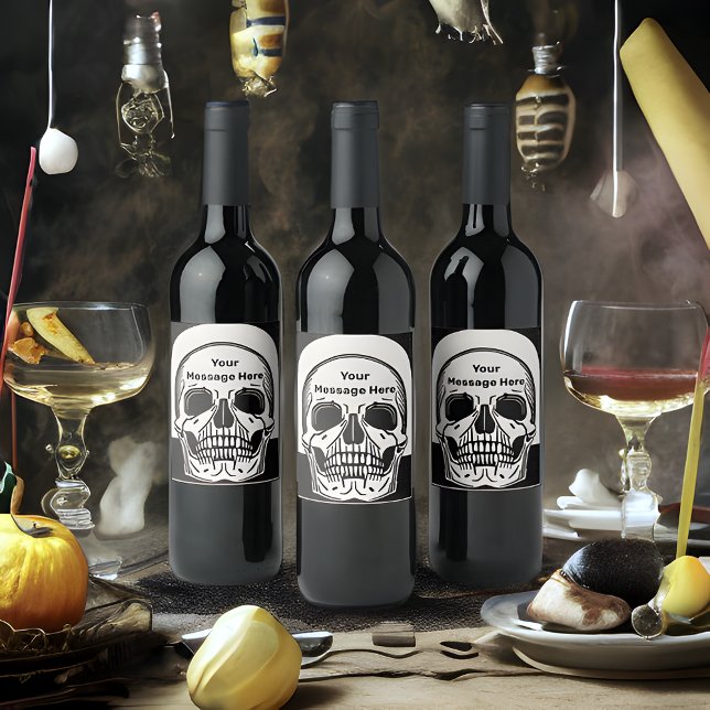Personalised Skeleton Birthday Halloween Party Wine Label (Creator Uploaded)