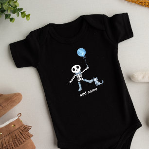 Personalised Skeleton Boy with Balloon Baby Bodysuit