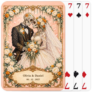 Personalised Skeleton Bride & Groom Wedding Favour Playing Cards
