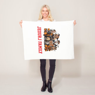 Personalised Skeleton Family Halloween | Custom Fa Fleece Blanket