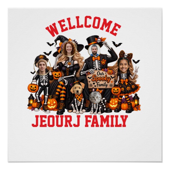 Personalised Skeleton Family Halloween | Custom Fa Poster (Front)
