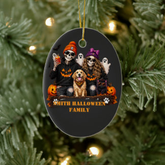 Personalised Skeleton Halloween Stay Spooky Ceramic Tree Decoration
