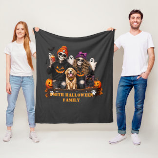 Personalised Skeleton Halloween Stay Spooky Fleece Blanket