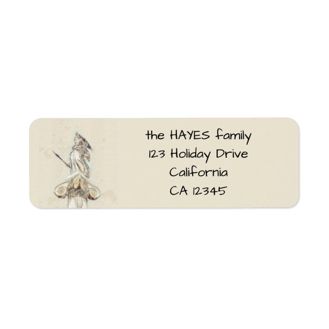 Personalised Sketch of Statue of Athena Label  (Front)