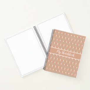 Personalised Sketchbook Boho Peach Sage Green  Notebook