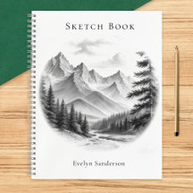 Personalised Sketchbook Modern Mountain Art