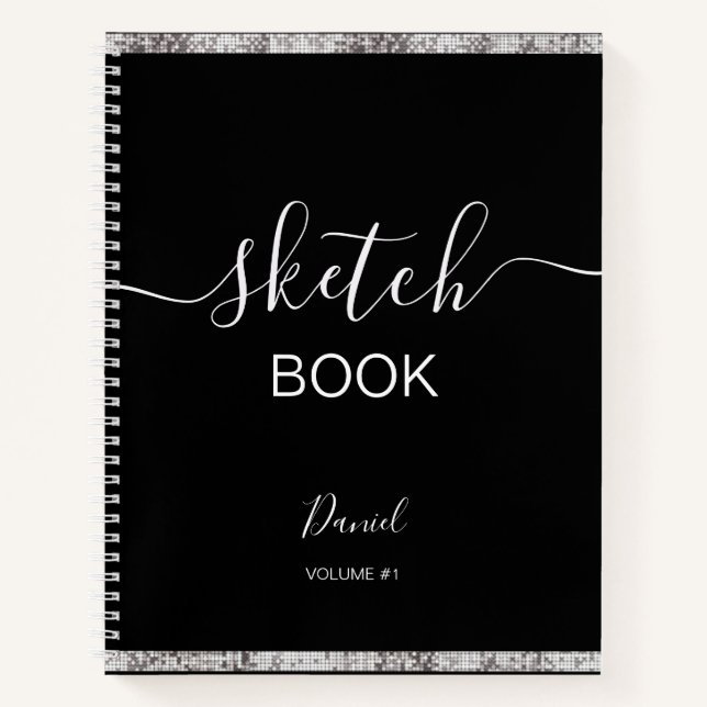 Personalised Sketchbook Your Name Elegant Script N Notebook (Front)