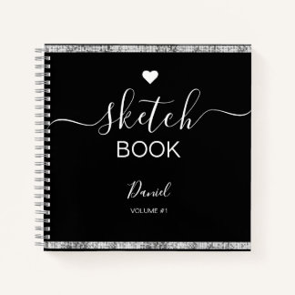 Personalised Sketchbook Your Name Elegant Script Notebook