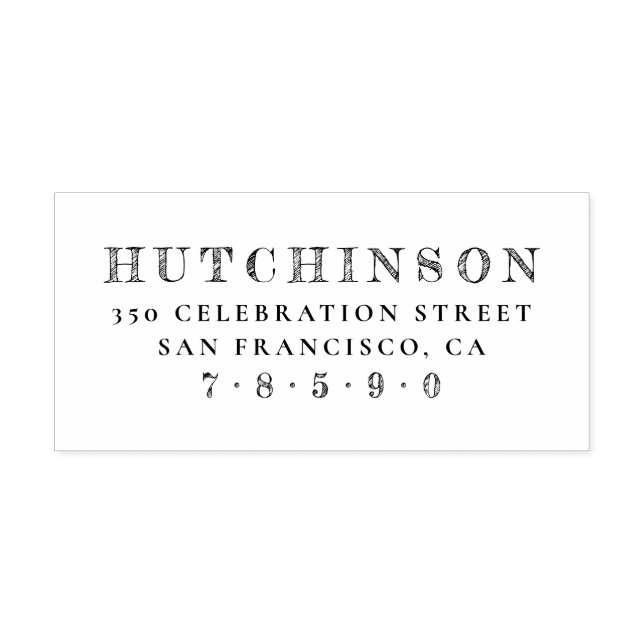 Personalised Sketched Family Name Return Address Rubber Stamp (Imprint)