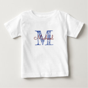 Personalised Sketched Name Monogram Baby Boy T-Shirt