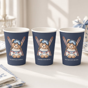 Personalised Ski Teddy Bear Winter Birthday  Paper Cups