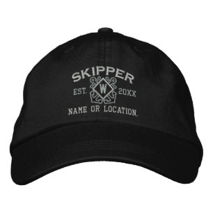 Personalised Skipper Nautical Monogram & more Embroidered Hat