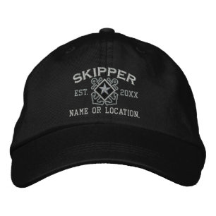 Personalised Skipper Nautical Star Embroidery Embroidered Hat