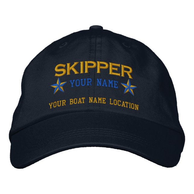 Personalised Skipper Stars Ball Cap Embroidery (Front)