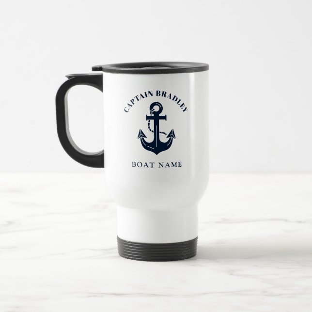 Personalised Skipper Vessel Nautical Travel Mug (Left)