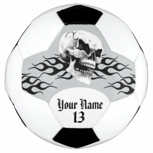 Personalised Skull and Flame Soccer Ball
