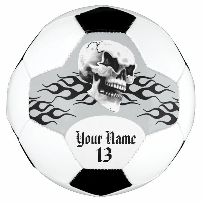 Personalised Skull and Flame Soccer Ball (Front)