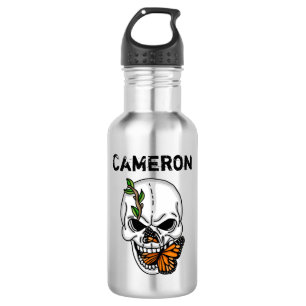 Personalised  Skull and Monarch Butterfly  532 Ml Water Bottle
