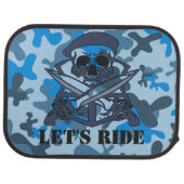 Personalised Skull Beret Blue Grey Camouflage Camo Car Mat (Rear)