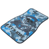 Personalised Skull Beret Blue Grey Camouflage Camo Car Mat (Angled)