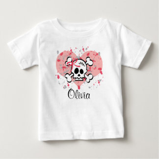 Personalised Skull Infant Tee Pink Bow Heart