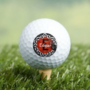 Personalised Skull, Raven, Dark Dreary Orange Moon Golf Balls