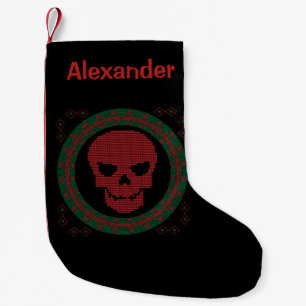 Personalised Skull Ugly Holiday Sweater Christmas Small Christmas Stocking