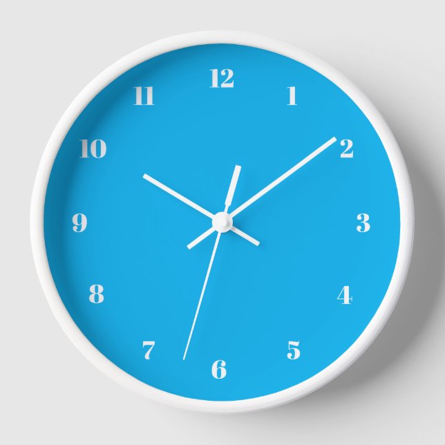 Personalised Sky Blue Clock Custom Colours and Fon (Front)