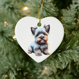 Personalised Skye Terrier Puppy Ceramic Tree Decoration