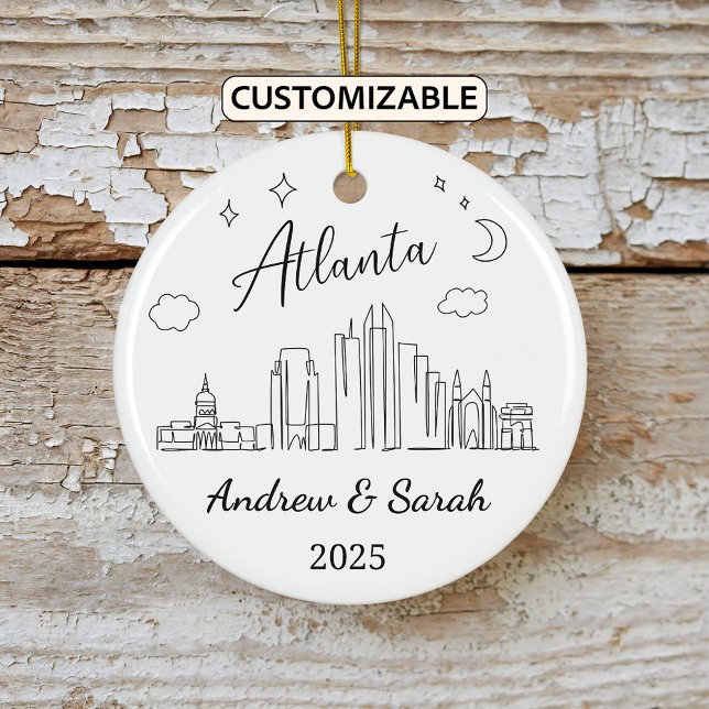 Personalised Skyline Atlanta Ornament, Georgia Ceramic Tree Decoration (Creator Uploaded)