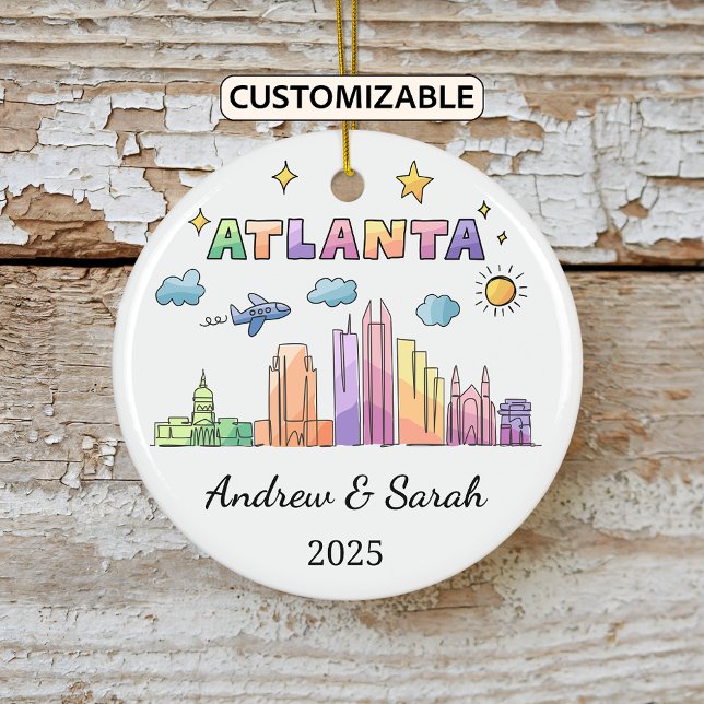 Personalised Skyline Atlanta Ornament, Georgia Ceramic Tree Decoration (Creator Uploaded)