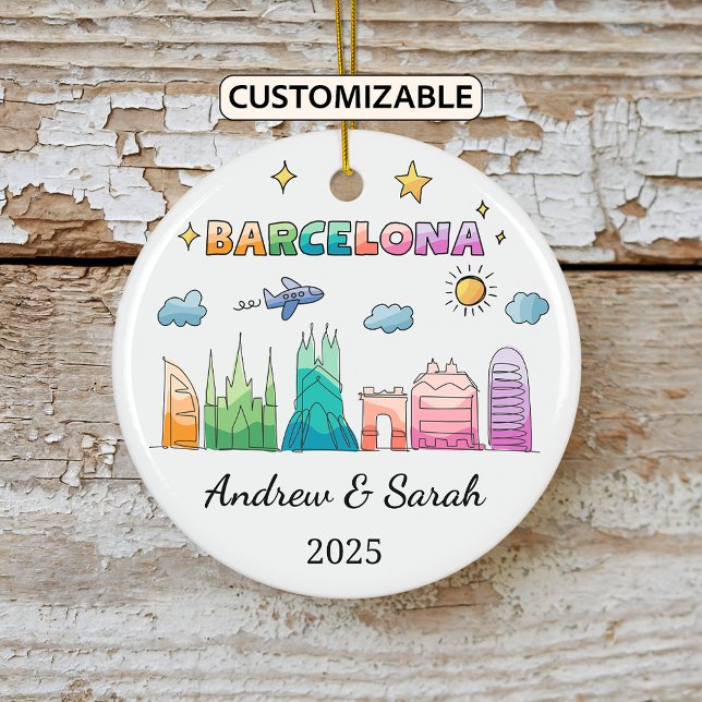 Personalised Skyline Barcelona Ornament, Spain Ceramic Tree Decoration (Creator Uploaded)