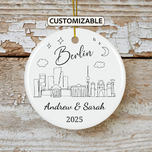 Personalised Skyline Berlin Ornament, Germany Ceramic Tree Decoration
