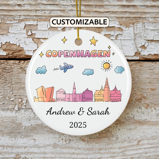 Personalised Skyline Copenhagen Ornament, Denmark Ceramic Tree Decoration (Creator Uploaded)