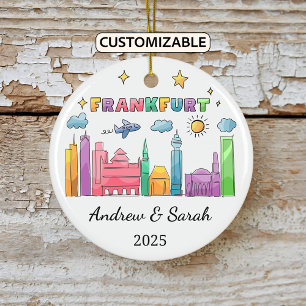 Personalised Skyline Frankfurt Ornament, Germany Ceramic Tree Decoration
