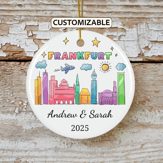 Personalised Skyline Frankfurt Ornament, Germany Ceramic Tree Decoration (Creator Uploaded)